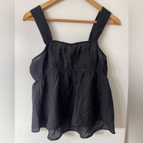 NWT a new day Black Textured Tied Tank Top - Picture 4 of 5